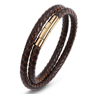 Punk Men Jewelry Black/Brown Braided Leather Bracelet