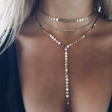 Load image into Gallery viewer, Gold Silver Color Copper Long Tassel Rhinestone Coin Chain Necklaces