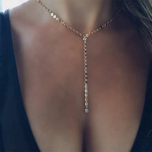 Load image into Gallery viewer, Gold Silver Color Copper Long Tassel Rhinestone Coin Chain Necklaces