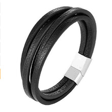 Load image into Gallery viewer, Handmade Braided Stainless Steel Leather Bracelet