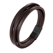Load image into Gallery viewer, Handmade Braided Stainless Steel Leather Bracelet