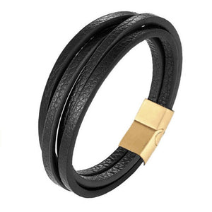 Handmade Braided Stainless Steel Leather Bracelet