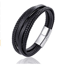 Load image into Gallery viewer, Handmade Braided Stainless Steel Leather Bracelet