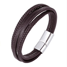 Load image into Gallery viewer, Handmade Braided Stainless Steel Leather Bracelet