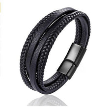 Load image into Gallery viewer, Handmade Braided Stainless Steel Leather Bracelet