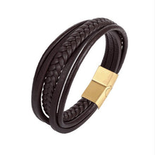 Load image into Gallery viewer, Handmade Braided Stainless Steel Leather Bracelet