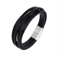Load image into Gallery viewer, Handmade Braided Stainless Steel Leather Bracelet
