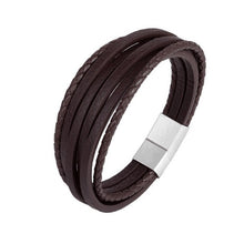 Load image into Gallery viewer, Handmade Braided Stainless Steel Leather Bracelet