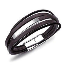 Load image into Gallery viewer, Handmade Braided Stainless Steel Leather Bracelet