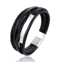 Load image into Gallery viewer, Handmade Braided Stainless Steel Leather Bracelet