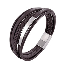 Load image into Gallery viewer, Handmade Braided Stainless Steel Leather Bracelet